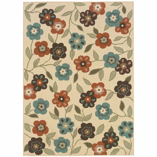 Montego 2267Y Ivory/ Brown Indoor/Outdoor Area Rug - 2'5" x 4'5"