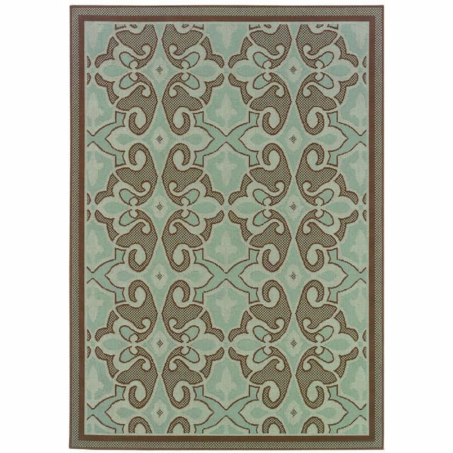 Montego 2335L Blue/ Brown Indoor/Outdoor Area Rug - 1'9" x 3'9"