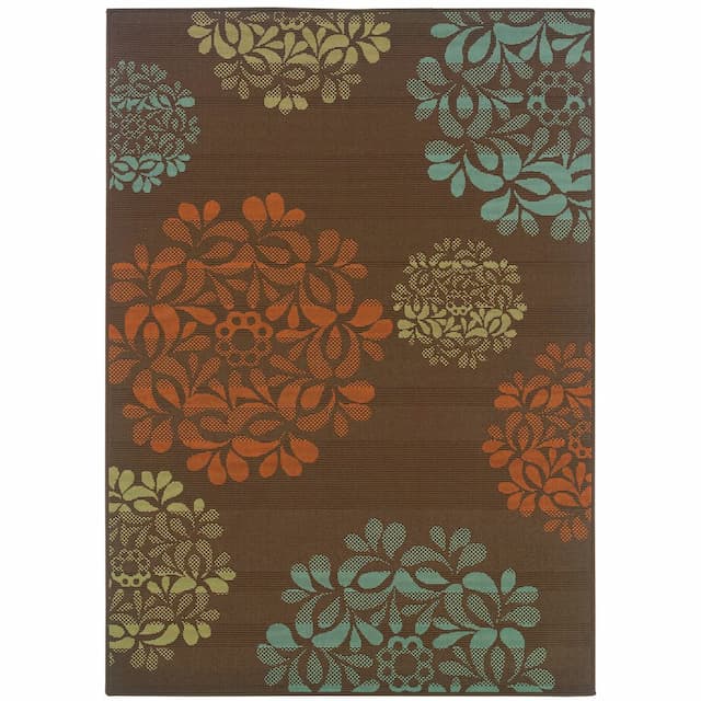 Montego 2635N Brown/ Blue Indoor/Outdoor Area Rug - 1'9" x 3'9"