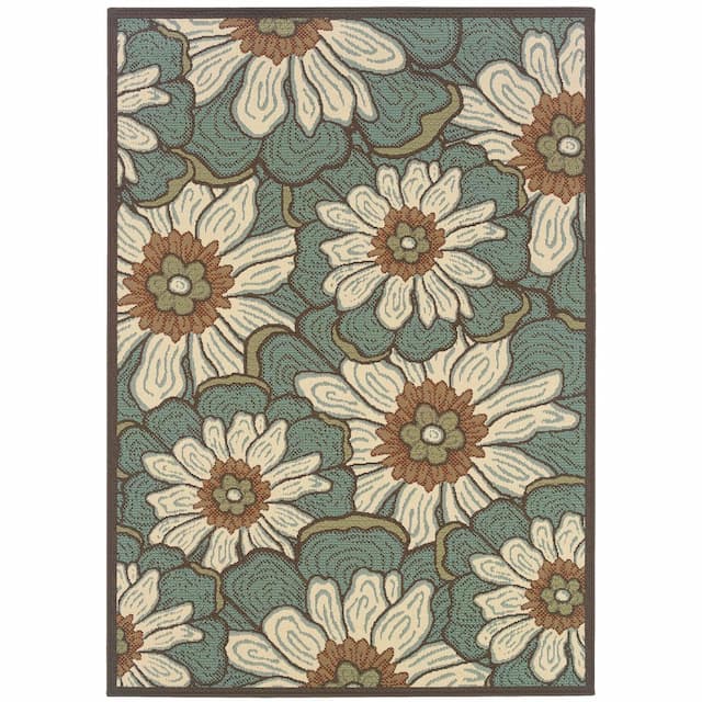 Montego 3444M Blue/ Brown Indoor/Outdoor Area Rug - 2'5" x 4'5"