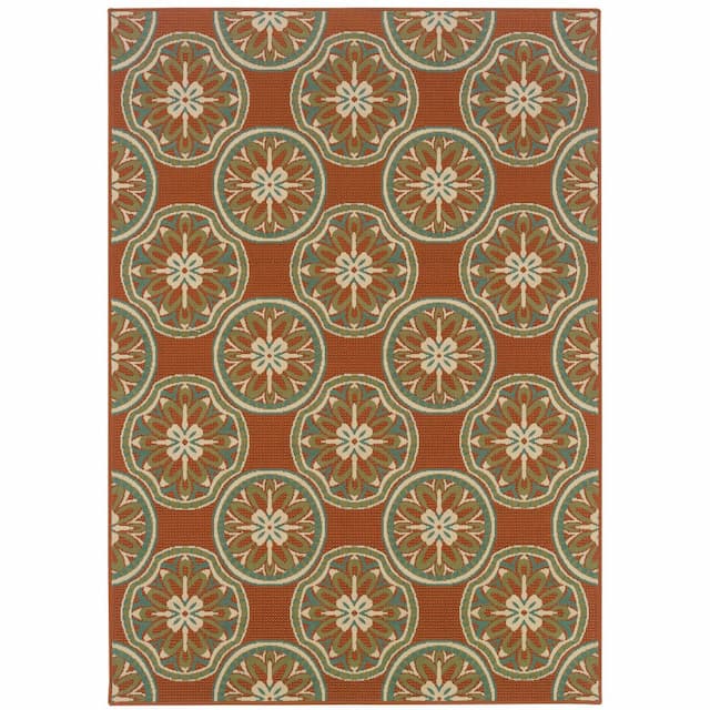 Montego 8323D Orange/ Ivory Indoor/Outdoor Area Rug - 1'9" x 3'9"