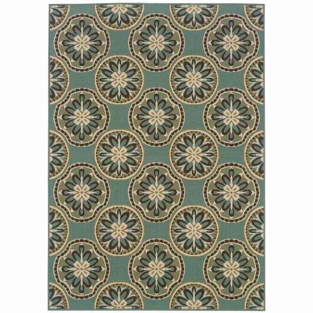 Montego 8323L Blue/ Ivory Indoor/Outdoor Area Rug - 3'7" x 5'6"