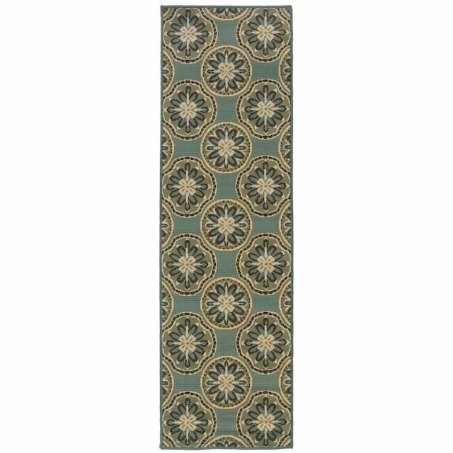 Montego 8323L Blue/ Ivory Indoor/Outdoor Area Rug - 2'3" x 7'6"