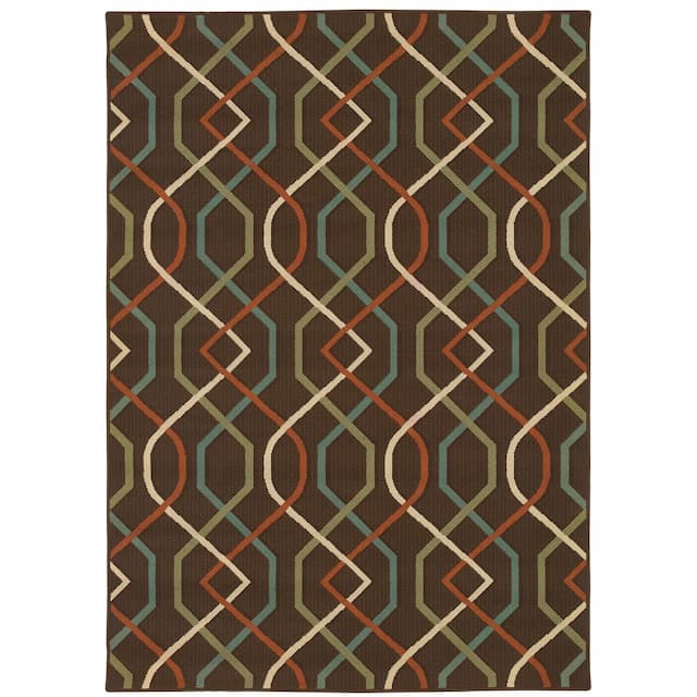 Montego 896N6 Brown/ Ivory Indoor/Outdoor Area Rug - 1'9" x 3'9"