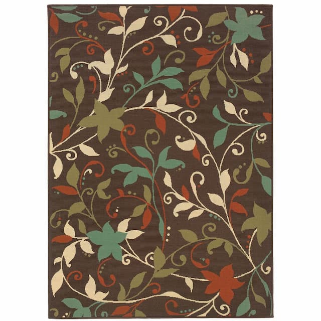 Montego 967X6 Brown/ Green Indoor/Outdoor Area Rug - 1'9" x 3'9"