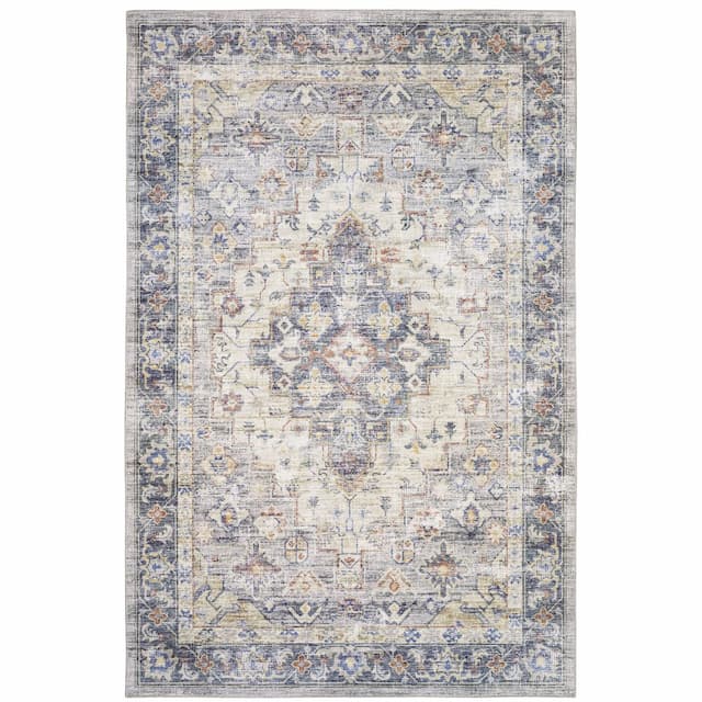 Myers Park MYP02 Blue/ Gold Indoor Area Rug - 5' x 7'