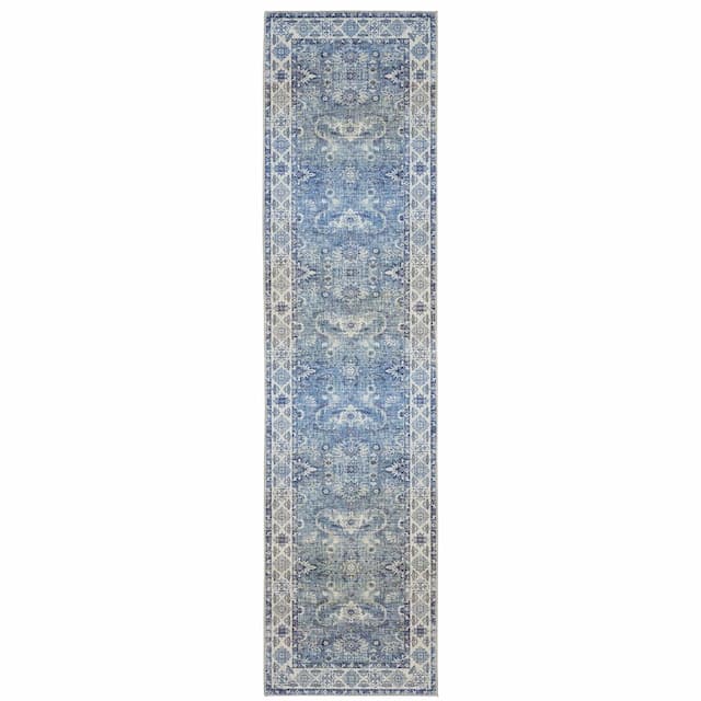 Myers Park MYP04 Blue/ Grey Indoor Area Rug - 2' x 8'