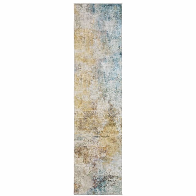 Myers Park MYP09 Yellow/ Blue Indoor Area Rug - 2' x 8'