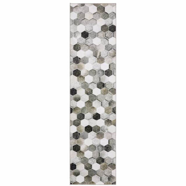 Myers Park MYP17 Grey/ Charcoal Indoor Area Rug - 2' x 8'