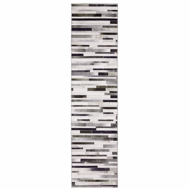 Myers Park MYP19 Grey/ Charcoal Indoor Area Rug - 2' x 8'