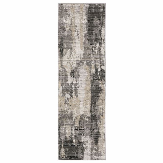 Nebulous 4151N Grey/ Beige Indoor Area Rug - 2'3" x 7'6"