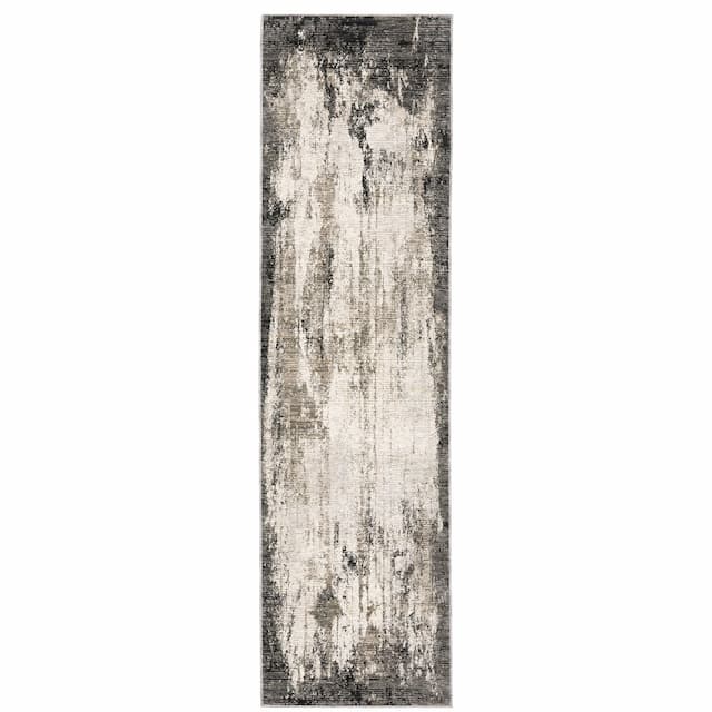 Nebulous 7151E Grey/ Ivory Indoor Area Rug - 2'3" x 7'6"