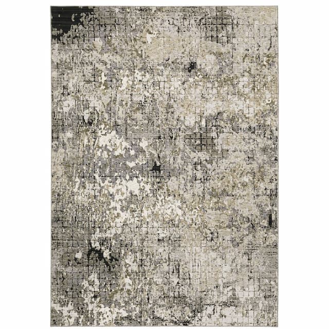 Nebulous 091D9 Grey/ Ivory Indoor Area Rug - 3'3" x 5'