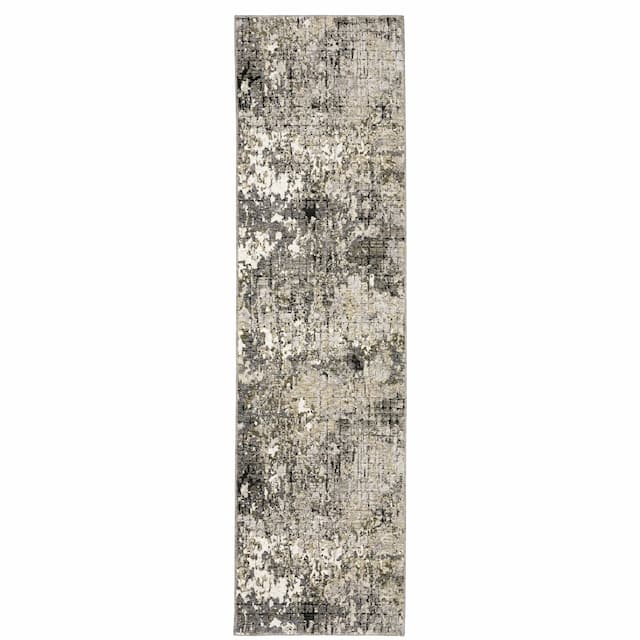 Nebulous 091D9 Grey/ Ivory Indoor Area Rug - 2'3" x 7'6"