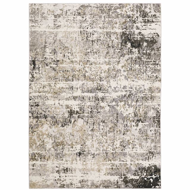 Nebulous 091L9 Grey/ Ivory Indoor Area Rug - 3'3" x 5'