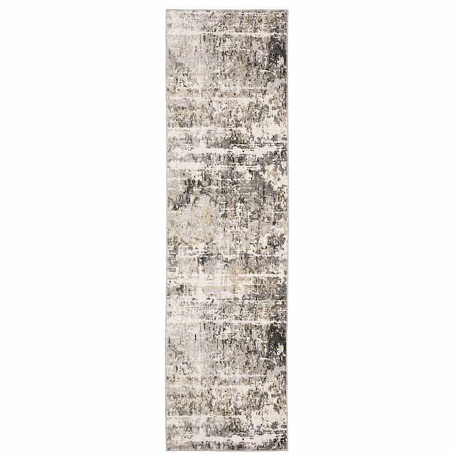 Nebulous 091L9 Grey/ Ivory Indoor Area Rug - 2'3" x 7'6"