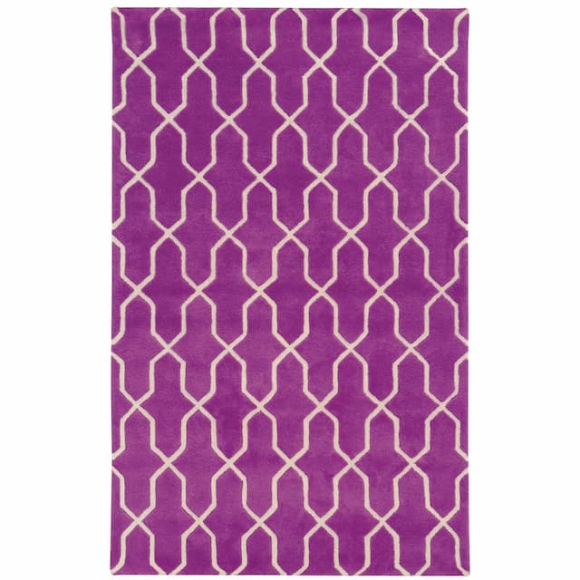 Optic 41101 Purple/ Ivory Hand-crafted Wool Area Rug - 10' x 13'