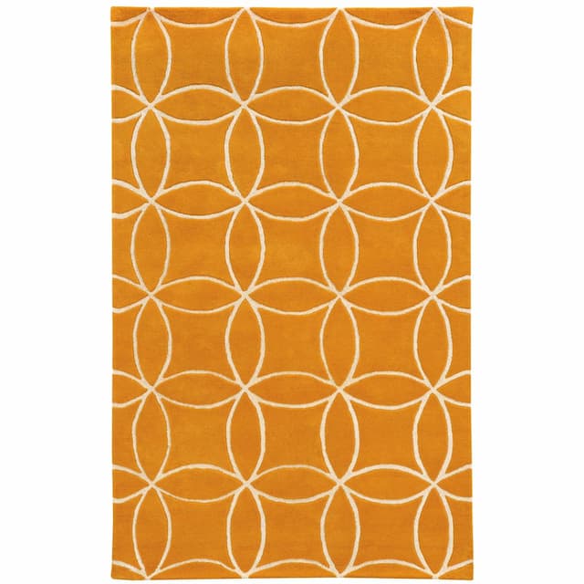 Optic 41105 Yellow/ Ivory Hand-crafted Wool Area Rug - 5' x 8'