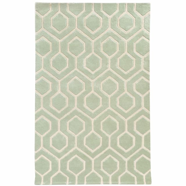 Optic 41106 Green/ Ivory Hand-crafted Wool Area Rug - 8' x 10'