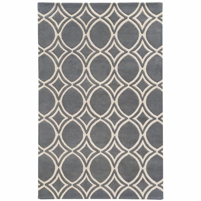 Optic 41107 Charcoal/ Ivory Hand-crafted Wool Area Rug - 5' x 8'