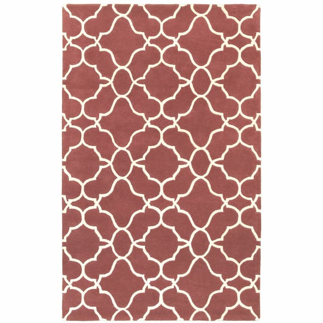 Optic 41109 Rust/ Ivory Hand-crafted Wool Area Rug - 5' x 8'