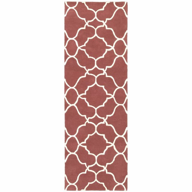 Optic 41109 Rust/ Ivory Hand-crafted Wool Area Rug - 2'6" x 8'