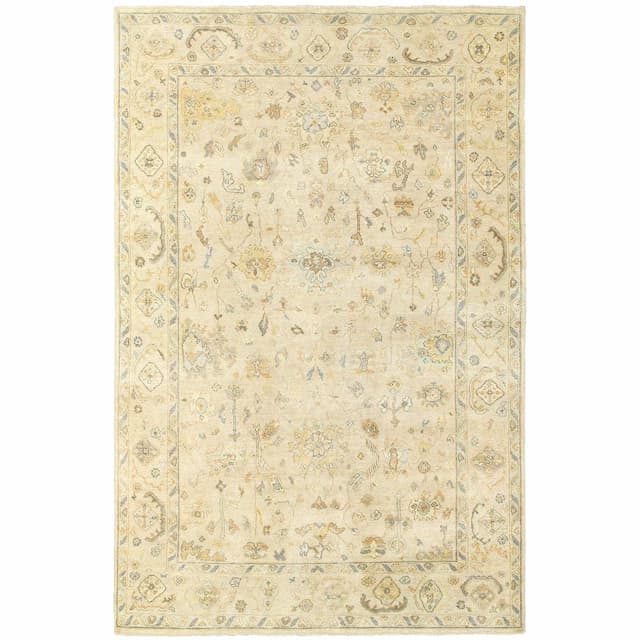 Palace 10301 Beige/ Grey Hand-crafted Wool Area Rug - 10' x 14'