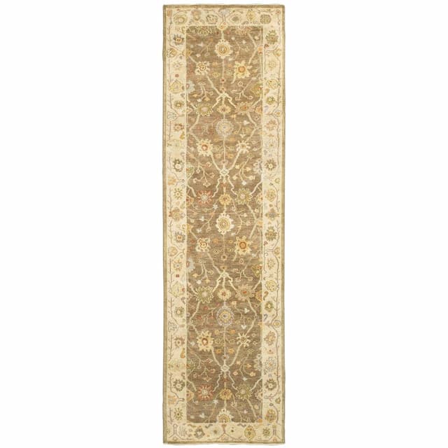 Palace 10302 Brown/ Beige Hand-crafted Wool Area Rug - 2'6" x 10'