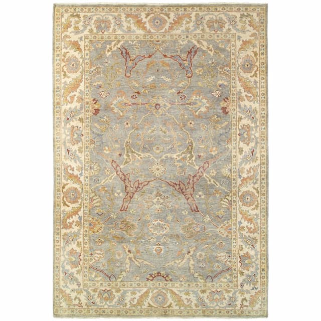 Palace 10305 Grey/ Beige Hand-crafted Wool Area Rug - 6' x 9'