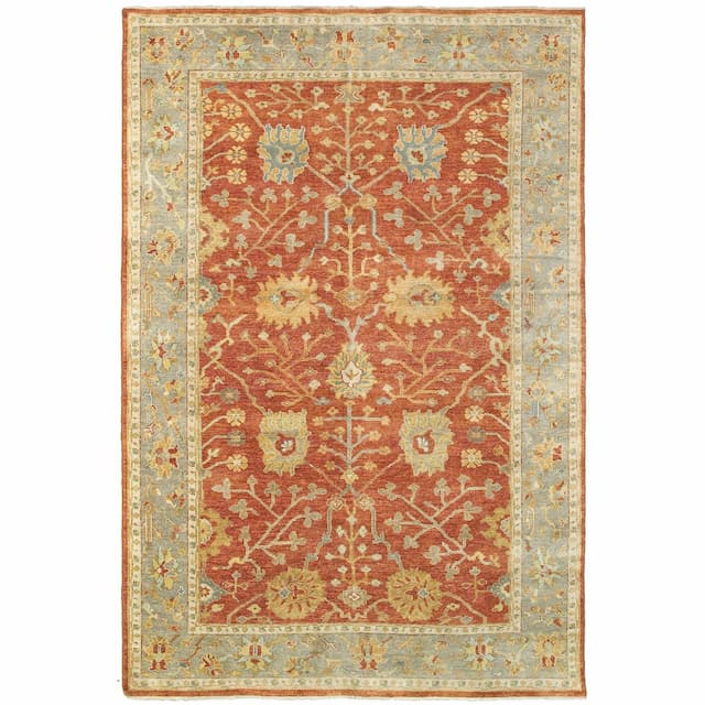 Palace 10306 Red/ Grey Hand-crafted Wool Area Rug - 10' x 14'