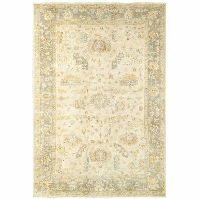 Palace 10307 Beige/ Grey Hand-crafted Wool Area Rug - 10' x 14'