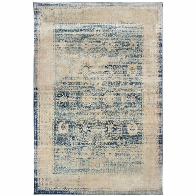 Pandora 1444H Ivory/ Blue Indoor Area Rug - 7'10" x 10'10"