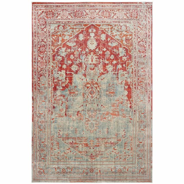 Pandora 1501U Grey/ Orange Indoor Area Rug - 3'10" x 5'5"