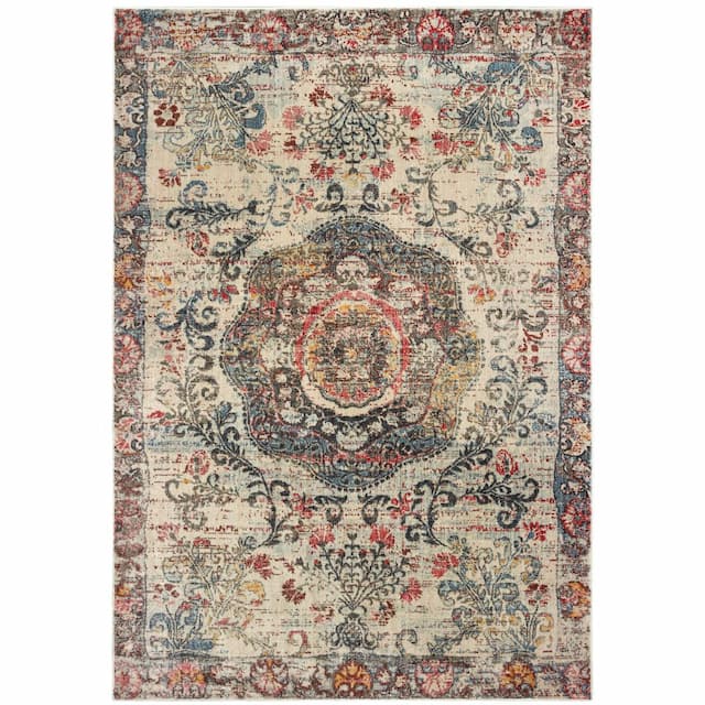 Pandora 047H7 Beige/ Multi Indoor Area Rug - 5'3" x 7'6"