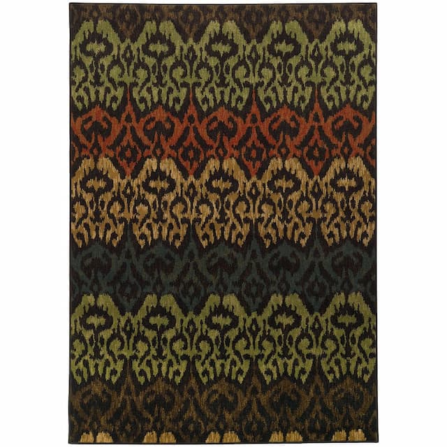 Parker 5341F Black/ Multi Indoor Area Rug - 9'10" x 12'10"