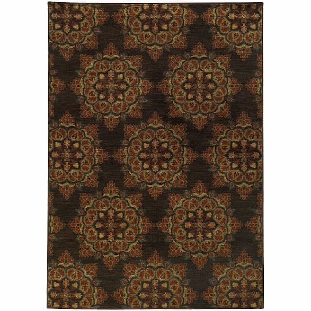 Parker 5495C Brown/ Blue Indoor Area Rug - 6'7" x 9'6"