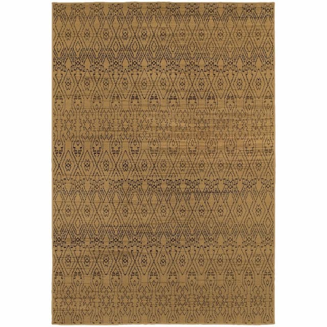 Parker 5839B Tan/ Brown Indoor Area Rug - 9'10" x 12'10"