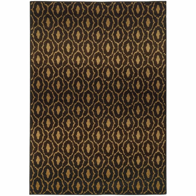 Parker 5845B Black/ Beige Indoor Area Rug - 9'10" x 12'10"