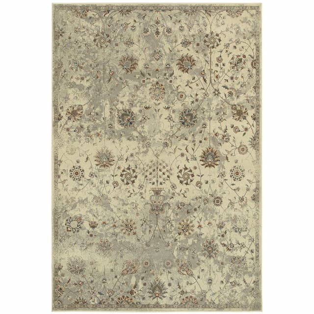 Pasha 112W6 Beige/ Grey Indoor Area Rug - 3'10" x 5'5"