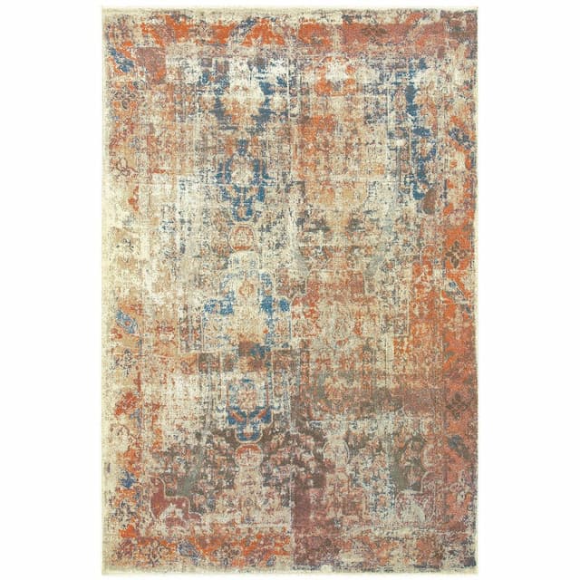 Pasha 521X6 Beige/ Multi Indoor Area Rug - 3'10" x 5'5"