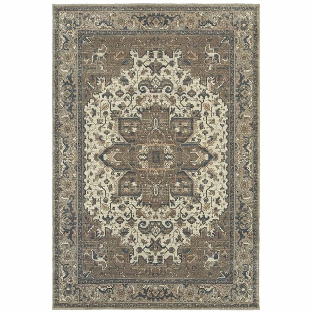 Pasha 5991D Ivory/ Grey Indoor Area Rug - 7'10" x 10'10"