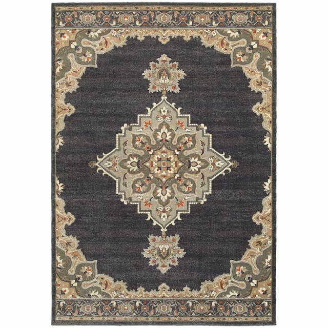 Pasha 072E2 Blue/ Grey Indoor Area Rug - 1'10" x 3'