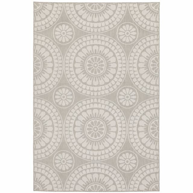 Portofino 1832H Grey/ Ivory Indoor/Outdoor Area Rug - 3'3" x 5'