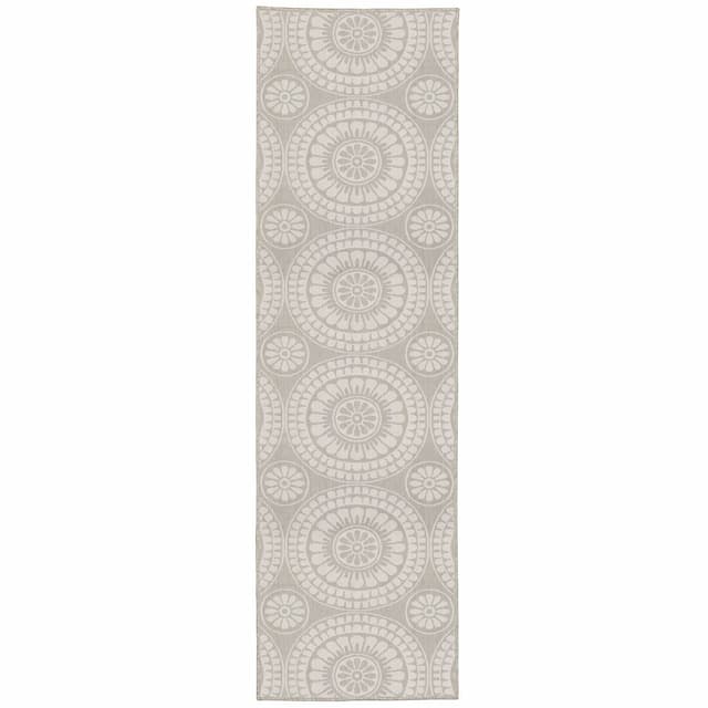 Portofino 1832H Grey/ Ivory Indoor/Outdoor Area Rug - 1'10" x 7'3"