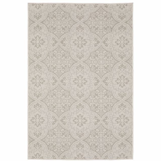 Portofino 2805W Ivory/ Grey Indoor/Outdoor Area Rug - 3'3" x 5'