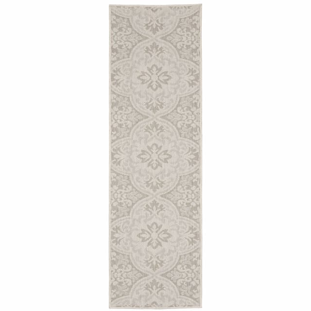 Portofino 2805W Ivory/ Grey Indoor/Outdoor Area Rug - 1'10" x 7'3"