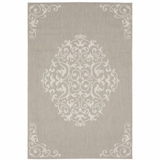 Portofino 6649W Taupe/ Ivory Indoor/Outdoor Area Rug - 3'3" x 5'