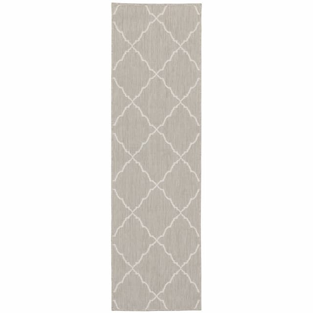 Portofino 7225H Grey/ Ivory Indoor/Outdoor Area Rug - 1'10" x 7'3"