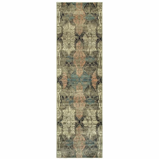 Raleigh 2333Y Ivory/ Grey Indoor Area Rug - 2'3" x 7'6"