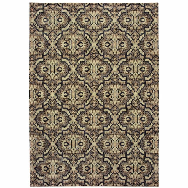 Raleigh 4927K Brown/ Navy Indoor Area Rug - 3'10" x 5'5"